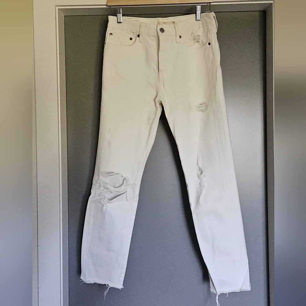 Men's Distressed White Jeans